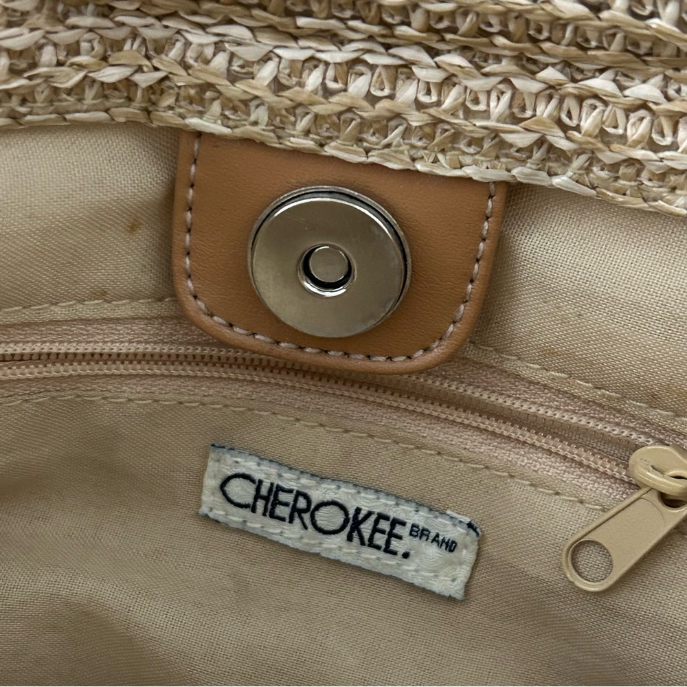 Cherokee Ribbon Wildflower Floral Embroidered Straw Rattan Purse Shoulder Bag - Picture 7 of 7